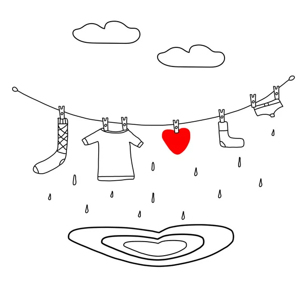 Miluje Pozadí Srdcem Valentýna Přání Styl Ruční Kresby Vektorové Ilustrace — Stockový vektor