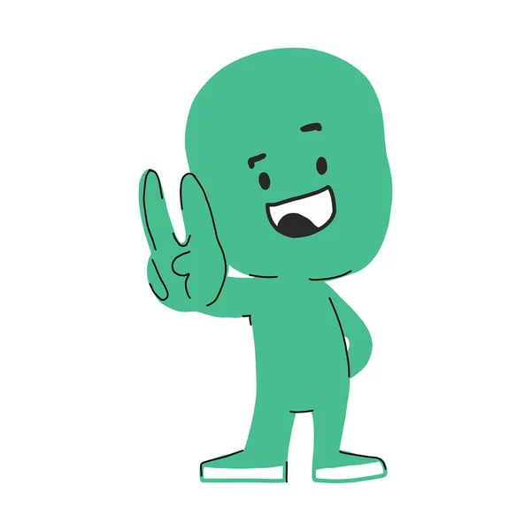 Carino sorridente personaggio eco è felice.Illustrazione vettoriale con un volto piatto cartone animato. Isolato su uno sfondo bianco. carattere carino verde, idea logo della mascotte concetto positivo — Vettoriale Stock