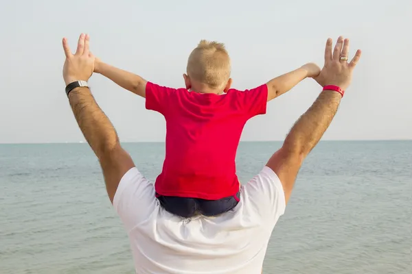 Dad and son watching the sea