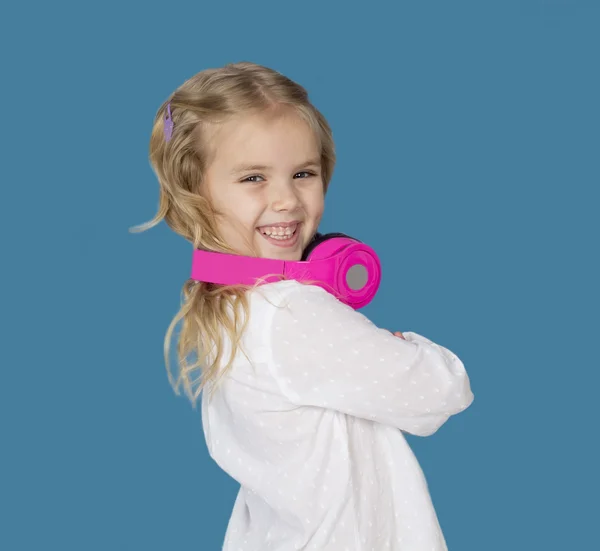 Beautiful girl with headphones smiling — Stock Photo, Image