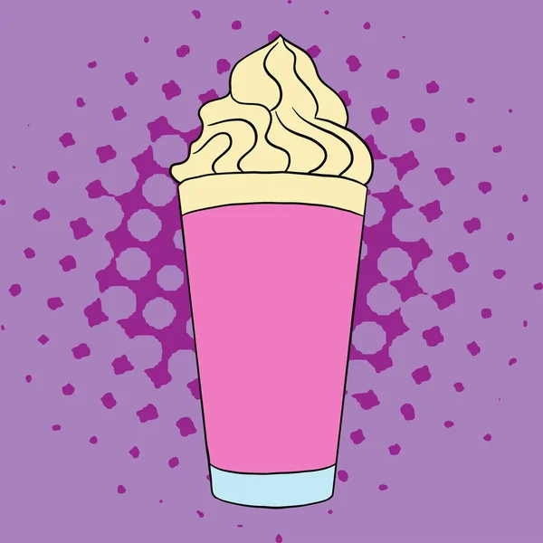 Milkshake Pop Art Illustration Nachahmung Comic Stil Vektor — Stockvektor