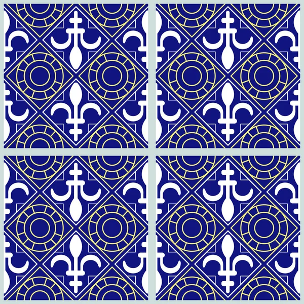 Azulejos Cerámica Ornamentados Tradicionales Azulejo Patrón Sin Costura Vector — Vector de stock