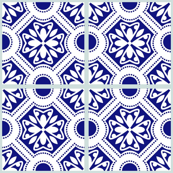 Azulejos Cerámica Ornamentados Tradicionales Azulejo Patrón Sin Costura Vector — Vector de stock