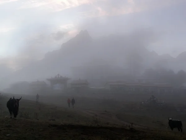 El segundo monasterio budista más grande de Nepal Mountain Dingboch —  Fotos de Stock