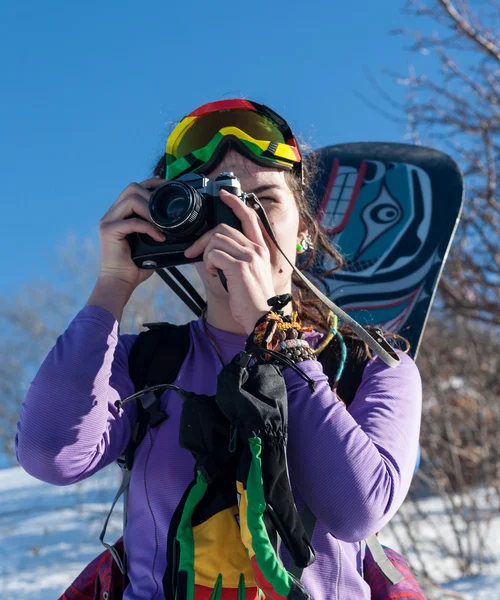 Esqui e snowboard no estilo Hippie - nu — Fotografia de Stock