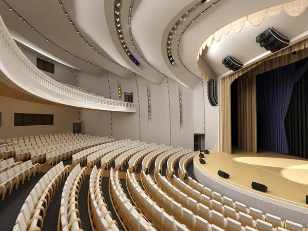 Interno del teatro moderno costruito in 3D — Foto Stock