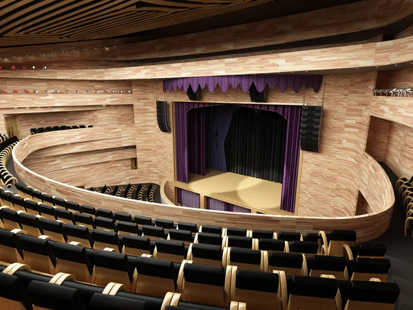 Interior del teatro moderno construido en 3D — Foto de Stock