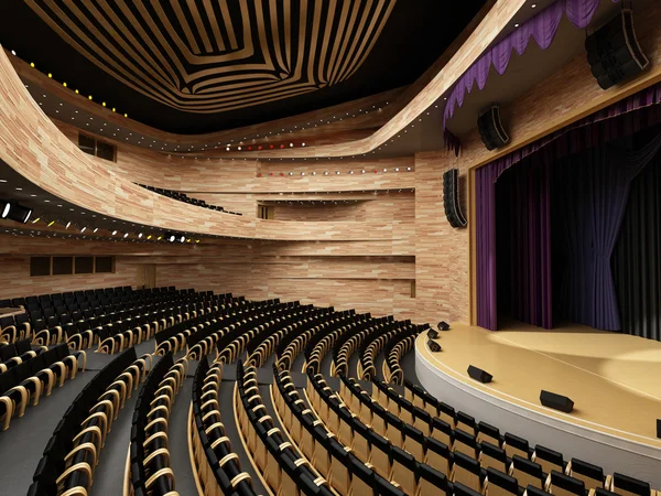 Interno del teatro moderno costruito in 3D — Foto Stock