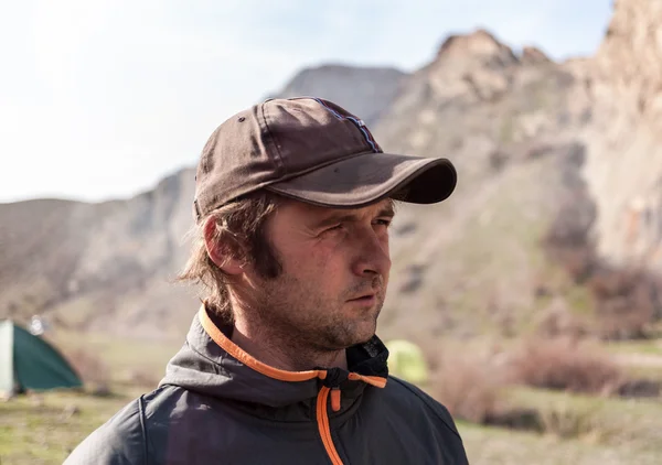 Man in nature, engaged in the affairs of men's — Stock Photo, Image