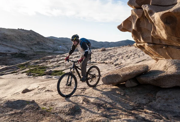 Biking for a wonderful wonderful stone for - unearthly landscape — Stock Photo, Image