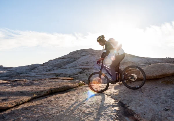 Biking for a wonderful wonderful stone for - unearthly landscape — Stock Photo, Image