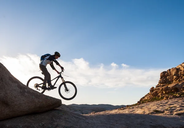 Biking for a wonderful wonderful stone for - unearthly landscape — Stock Photo, Image