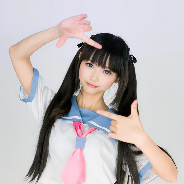 日式学生女孩亚洲 cosplay 洛丽塔 — 图库照片