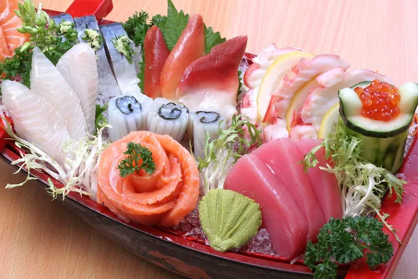 Japanese sashimi boat set — Stock Photo, Image