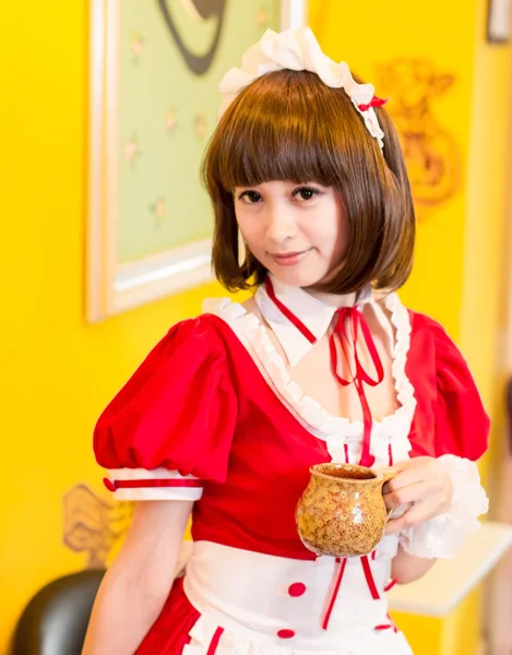 Lolita japanese style girl intdoor cute cosplayer maid — Stock Photo, Image