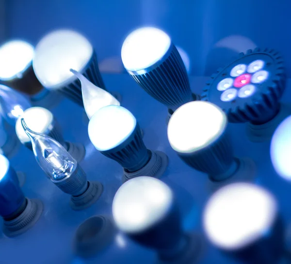 Some led lamps blue light science and technology background — Stock Photo, Image