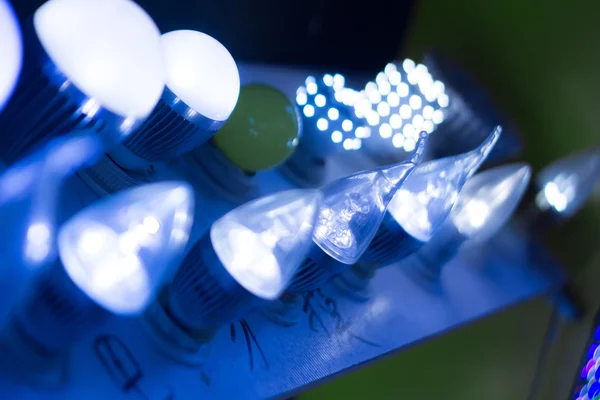 Some led lamps blue light science and technology background — Stock Photo, Image