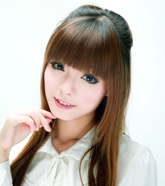 Asien japanska kinesiska koreanska stil flicka med kontaktlinser — Stockfoto