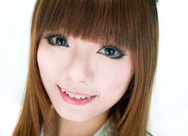 Asia japanese chinese Korean style girl with contact lens — Stock Photo, Image