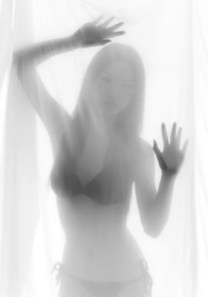 亚洲的性感的漂亮的女人的白纱布 — 图库照片