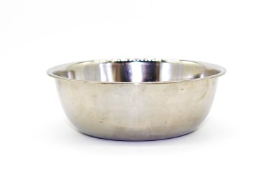 Beyaz arka planda seçici odaklı Paslanmaz Çelik Kase