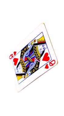 Seçici odaklı beyaz arkaplanda kartlar oynanıyor