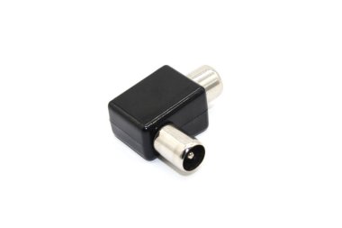 Seçici odak ile beyaz arkaplanda izole TV kablo pin