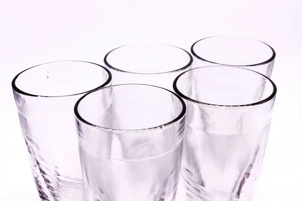 Glass Tumblers White Background Selective Focus — Stock Photo, Image