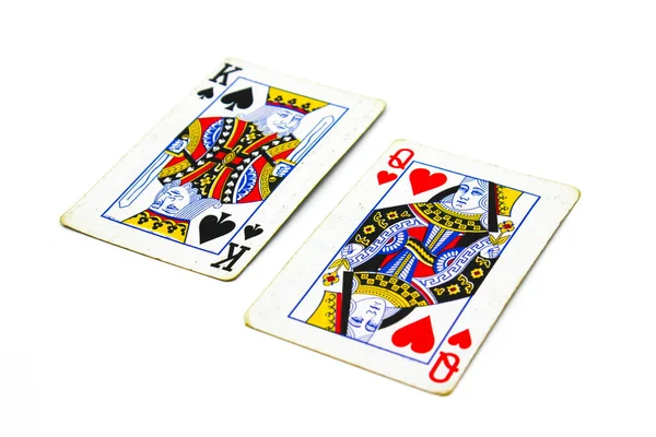 Carte Gioco Sfondo Bianco Con Focus Selettivo — Foto Stock