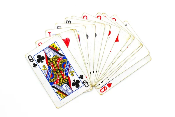Playing Cards Isolated White Background Selective Focus — Stock Photo, Image