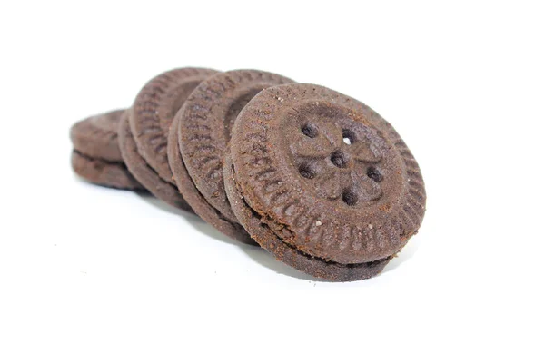 Una Imagen Galletas Sobre Fondo Blanco Con Enfoque Selectivo — Foto de Stock