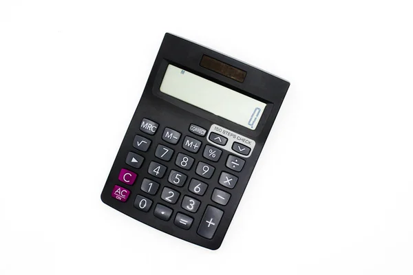 Een Beeld Van Calculator Geïsoleerd Witte Achtergrond Met Selectieve Focus — Stockfoto