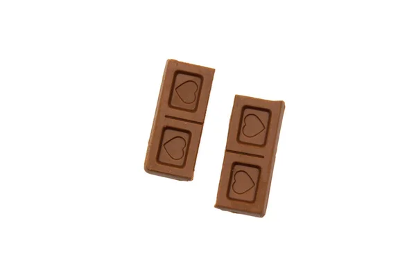 Barra Chocolate Isolada Fundo Branco Com Foco Seletivo — Fotografia de Stock