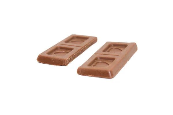 Barra Chocolate Aislada Sobre Fondo Blanco Con Enfoque Selectivo —  Fotos de Stock