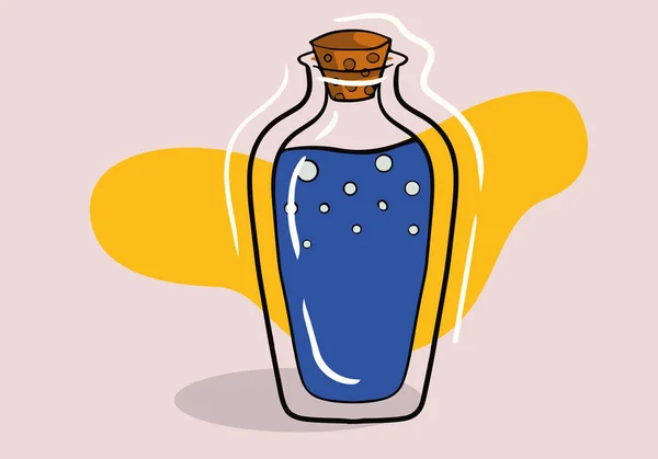 Hand Drawn Blue Potion Bottle Vector Illustration — Stock Vector