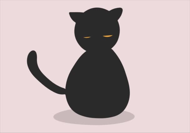 Animiertes Schwarzes Halloween Cat Vector Design — Stockvideo