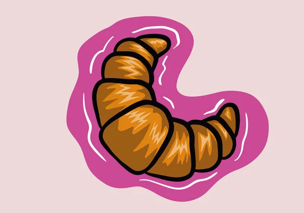 Illustrazione Del Croissant Del Fumetto Disegnato Mano Pasticcini Francesi Pasticceria — Vettoriale Stock