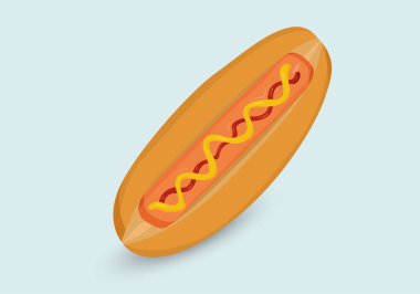 Hot dog vektör simgesi. Menü kafe tasarımı için sosisli hazır yemek..