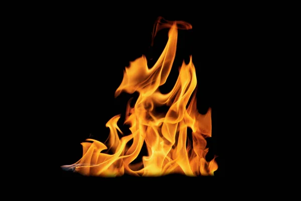 Flammen Isoliert Auf Schwarzem Hintergrund Für Grafische Gestaltung Oder Tapete — Stockfoto
