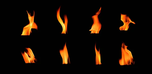 Flame Collection Isolated Black Background Graphic Design Wallpaper Set Abstract — Stock Photo, Image