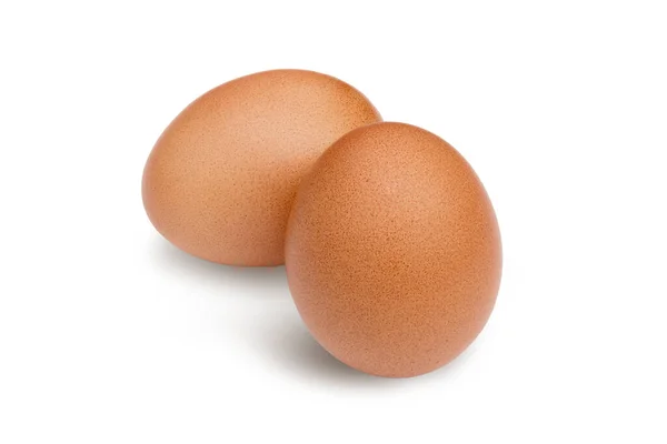 两只蛋在白色背景上隔离 有剪裁路径用于图形设计 这种食物是从蛋白质含量高 适合有健康意识的人食用的鸡肉中获得的 — 图库照片
