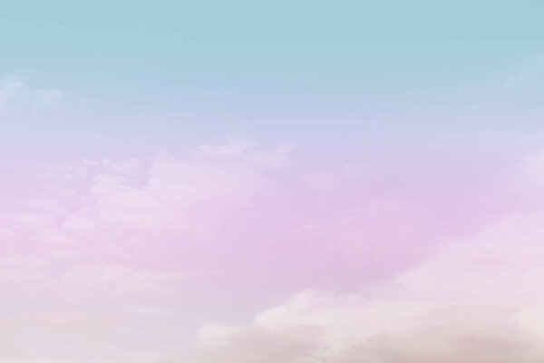 Beautiful sky and clouds in pastel tones. Fluffy soft background in vintage style for graphic design or wallpaper. Colorful natural in the romantic love concept.