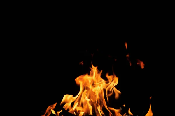 Close Burning Flames Black Background Graphic Design Wallpaper Red Yellow — Stock Photo, Image