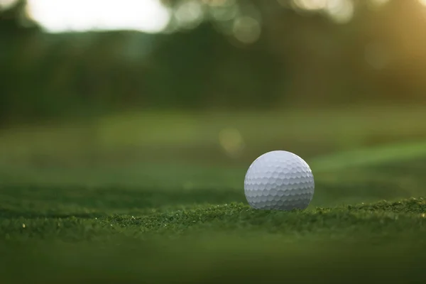 Golfball Ist Auf Einem Grünen Rasen Einem Schönen Golfplatz Mit — Stockfoto