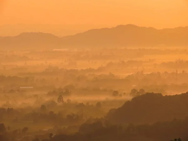 Amazing Sunrise Misty Landscape Scenic View Foggy Morning Sky Rising — Stock fotografie