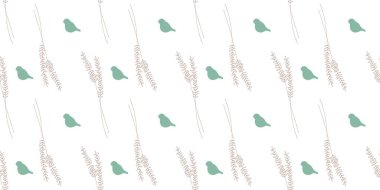 Kuşların ve kafeslerin stili Viktorya tarzı. Cennet Kuşları. Altın dallar çiziyor. Duvarlar, kumaşlar ve tekstil için modern bir model..