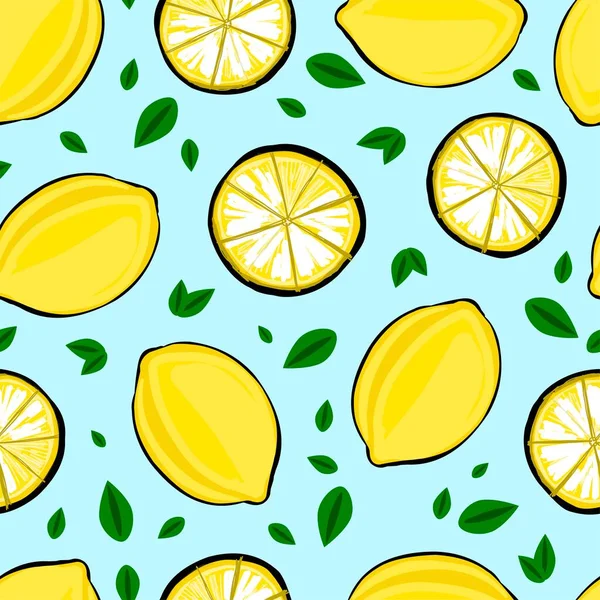Trendy Modello Frutta Elegante Uno Schema Limone Modello Senza Cuciture — Vettoriale Stock
