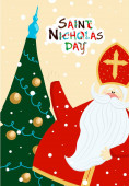 Pozdrav na den svatého Mikuláše. Sinterklaas. Zimní náboženské svátky. Mikuláš nebo Mikuláš.