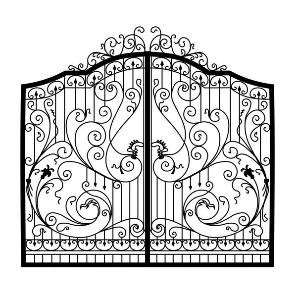 Sketch Metal Gates Double Leaf Garden Door Original Illustration Forged — Stock Vector