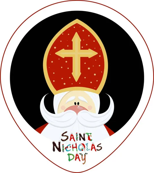 Segno Rotondo San Nicola Tag Giorno San Nicola Sinterklaas Eve — Vettoriale Stock